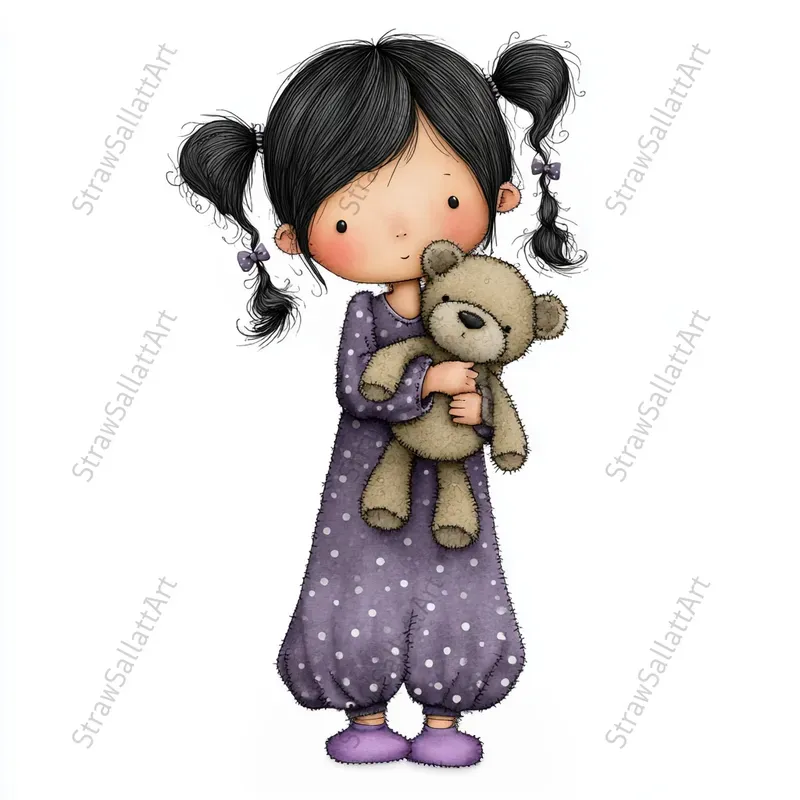 Cute Cartoon Girl Clipart Tshirt Designs