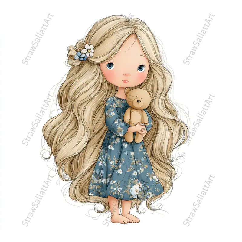 Cute Cartoon Girl Clipart Tshirt Designs