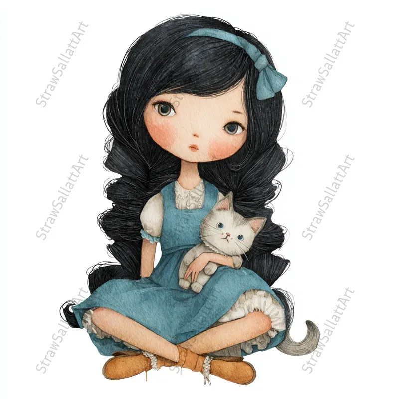 Cute Cartoon Girl Clipart Tshirt Designs