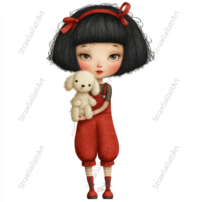 Cute Cartoon Girl Clipart Tshirt Designs