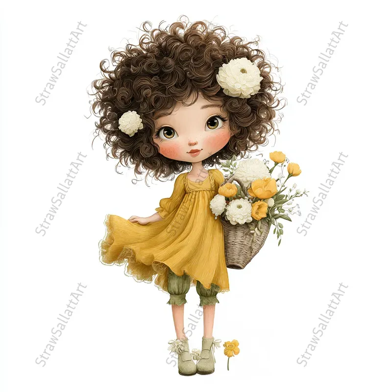 Cute Cartoon Girl Clipart Tshirt Designs