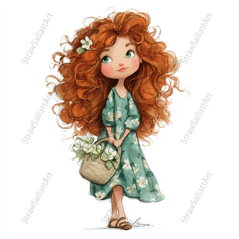 Cute Cartoon Girl Clipart Tshirt Designs