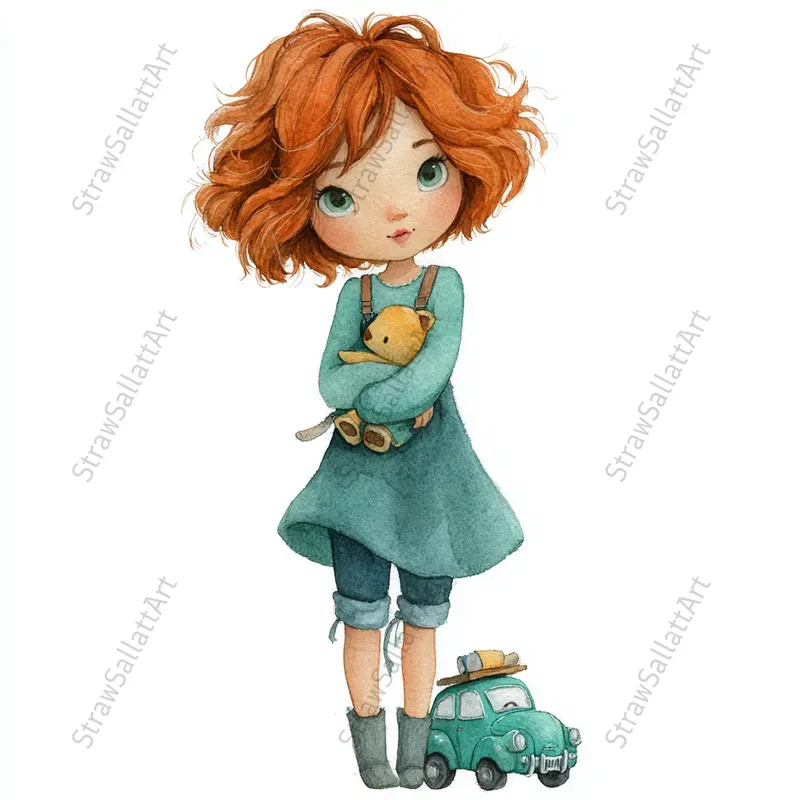 Cute Cartoon Girl Clipart Tshirt Designs