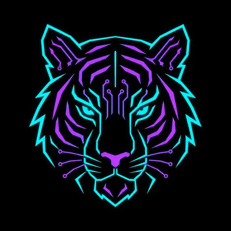 Minimalist Cyberpunk Neon Animal Logos