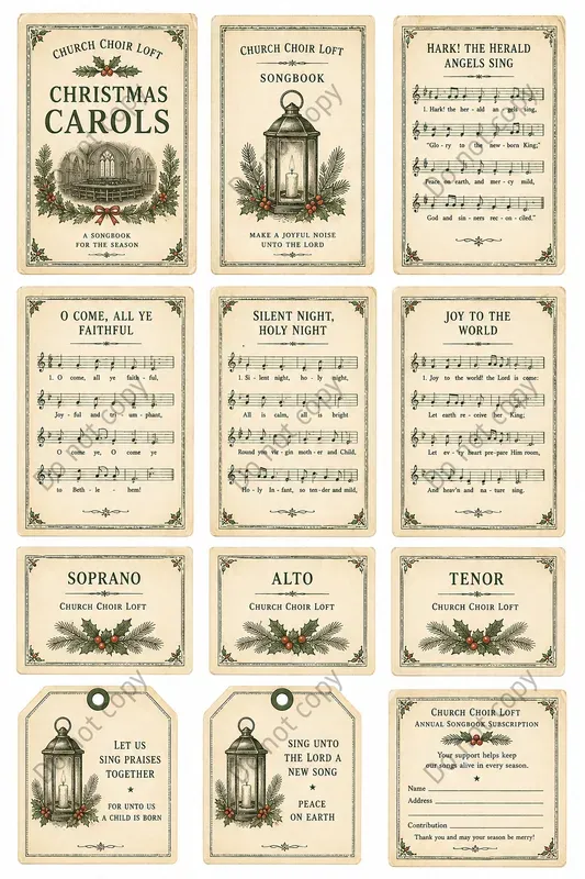 Carol Songbook Cutout Sheets