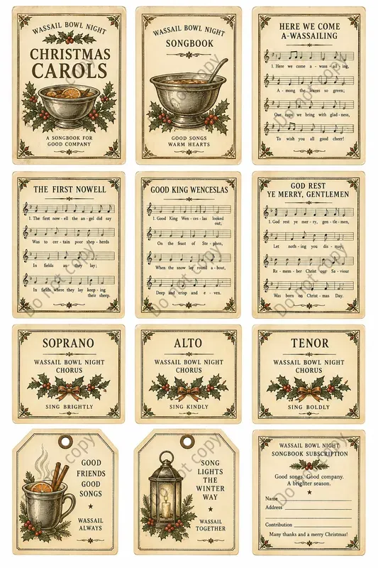 Carol Songbook Cutout Sheets