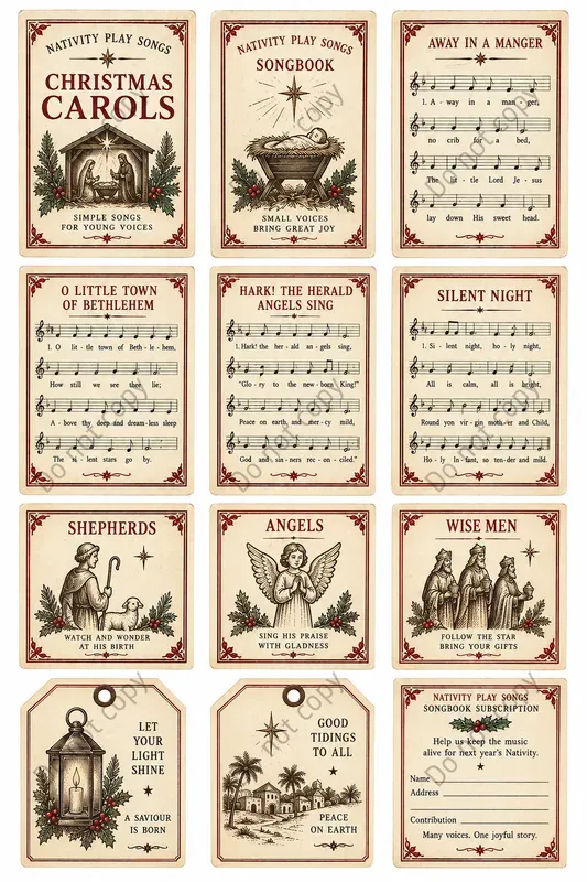 Carol Songbook Cutout Sheets