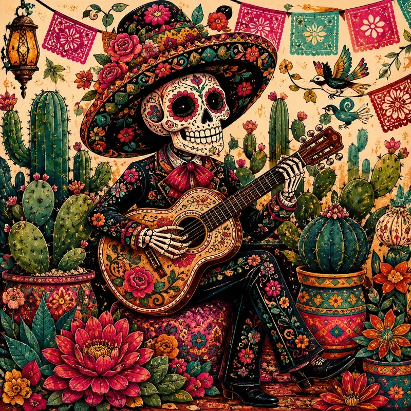 Mexican Folk Art Skull Characters