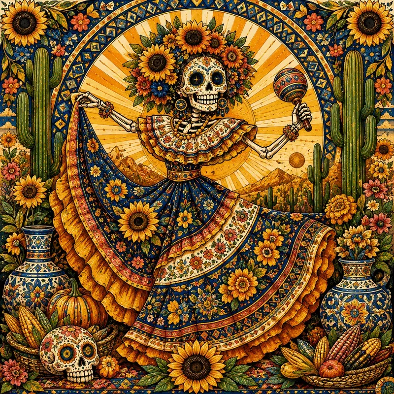 Mexican Folk Art Skull Characters