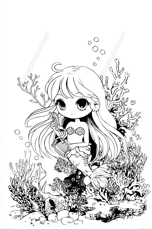Cute Anime Coloring Book Characters