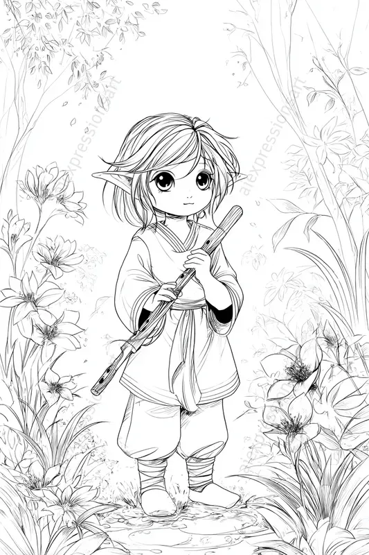 Cute Anime Coloring Book Characters