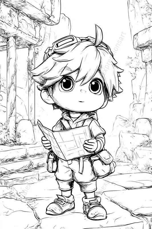 Cute Anime Coloring Book Characters