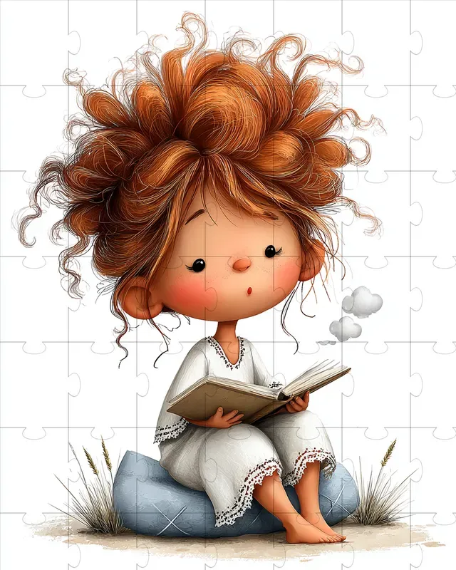 Cozy Reading Girl Watercolor Clipart