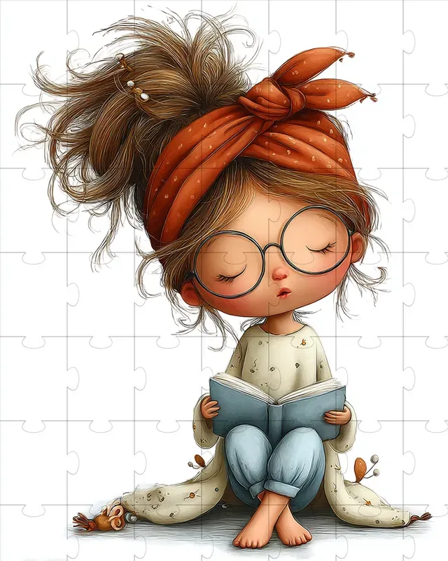 Cozy Reading Girl Watercolor Clipart