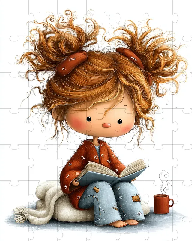Cozy Reading Girl Watercolor Clipart