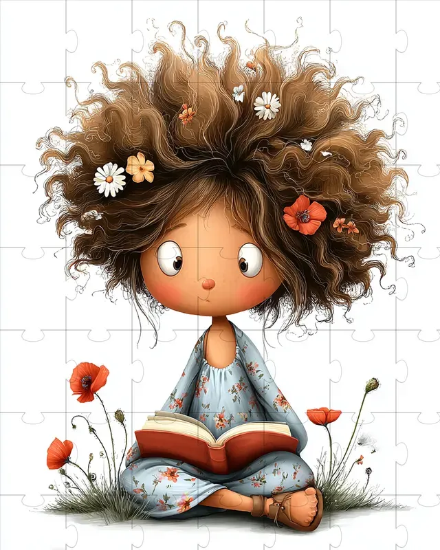 Cozy Reading Girl Watercolor Clipart