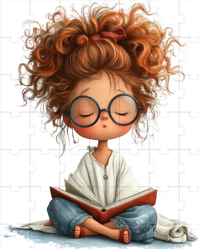 Cozy Reading Girl Watercolor Clipart
