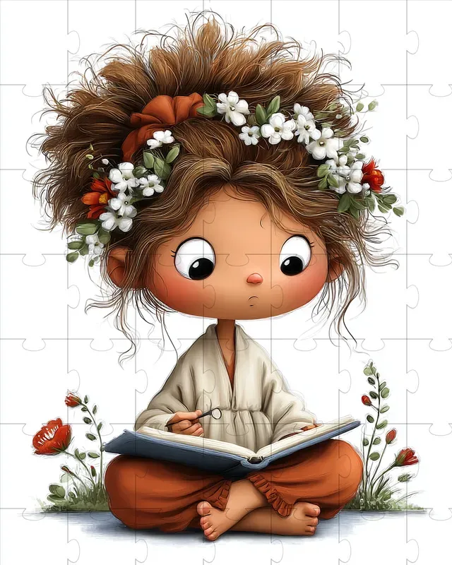 Cozy Reading Girl Watercolor Clipart