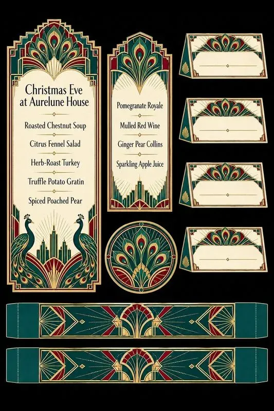Art Deco Christmas Eve Menu Kits