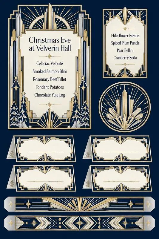 Art Deco Christmas Eve Menu Kits