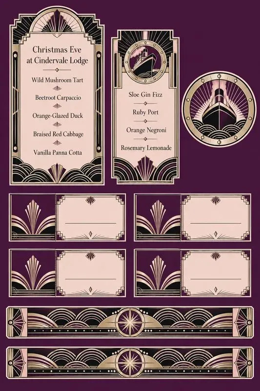 Art Deco Christmas Eve Menu Kits
