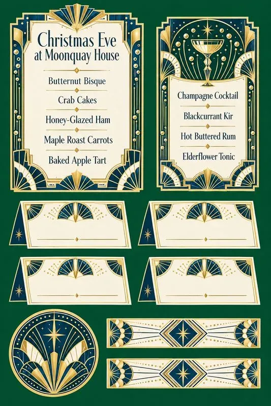 Art Deco Christmas Eve Menu Kits