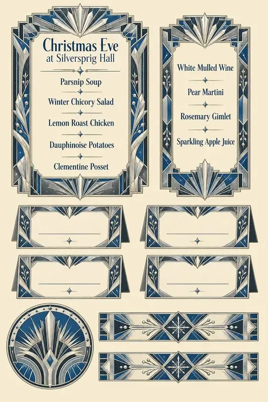 Art Deco Christmas Eve Menu Kits