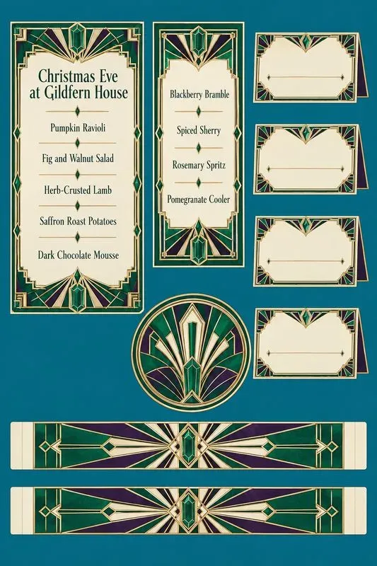 Art Deco Christmas Eve Menu Kits