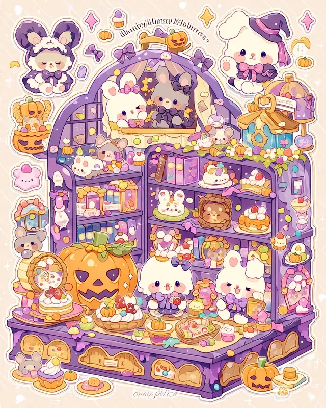 Kawaii Halloween Diorama Stickers