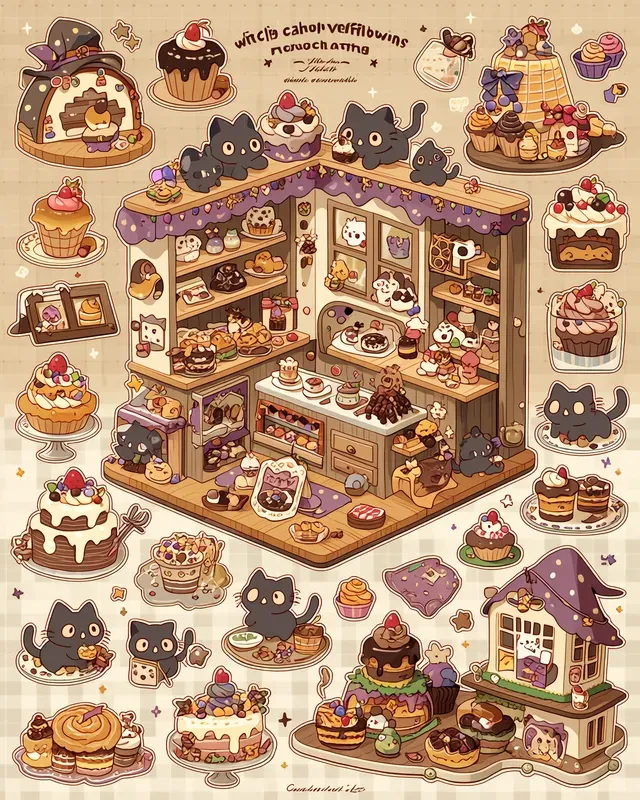 Kawaii Halloween Diorama Stickers