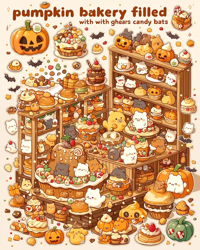 Kawaii Halloween Diorama Stickers