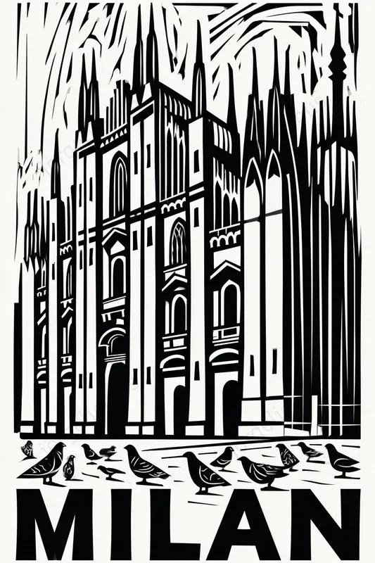 Black And White Linocut City Posters