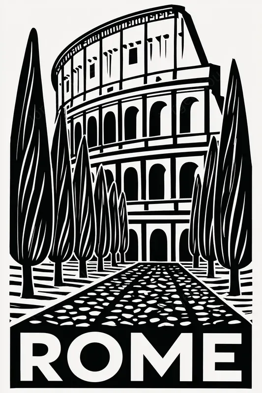 Black And White Linocut City Posters