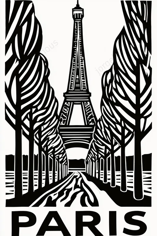 Black And White Linocut City Posters