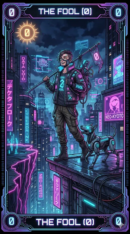 Neon Cyberpunk Tarot Card Art