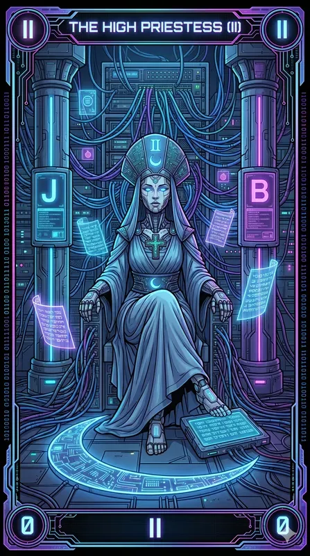 Neon Cyberpunk Tarot Card Art