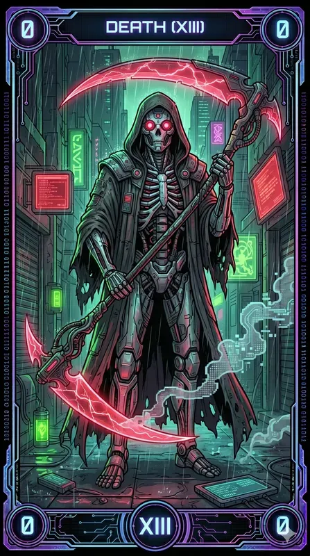 Neon Cyberpunk Tarot Card Art