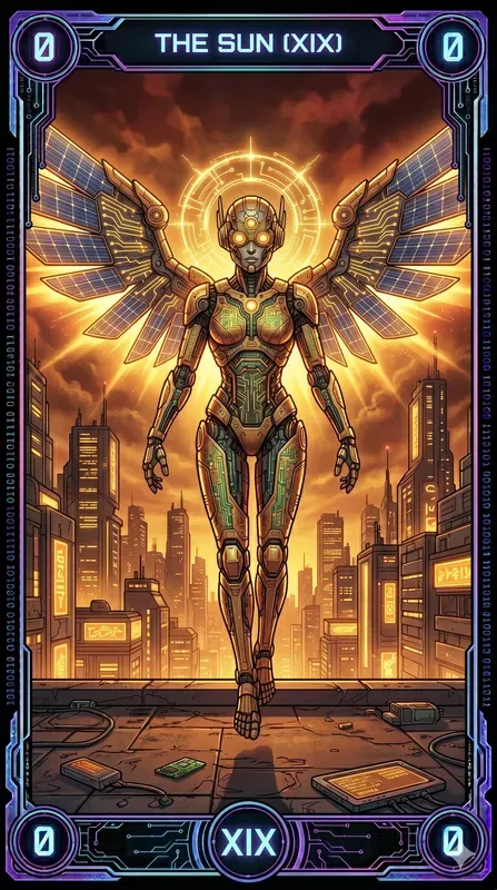 Neon Cyberpunk Tarot Card Art