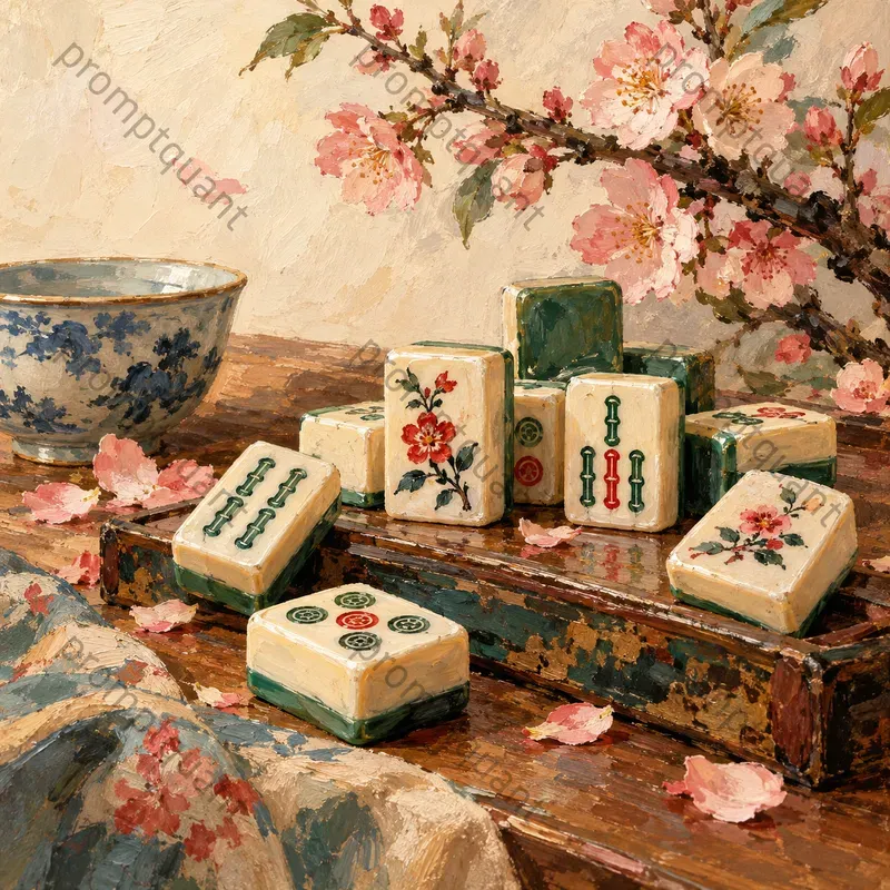 Mahjong Handpainted Gouache Wall Prints