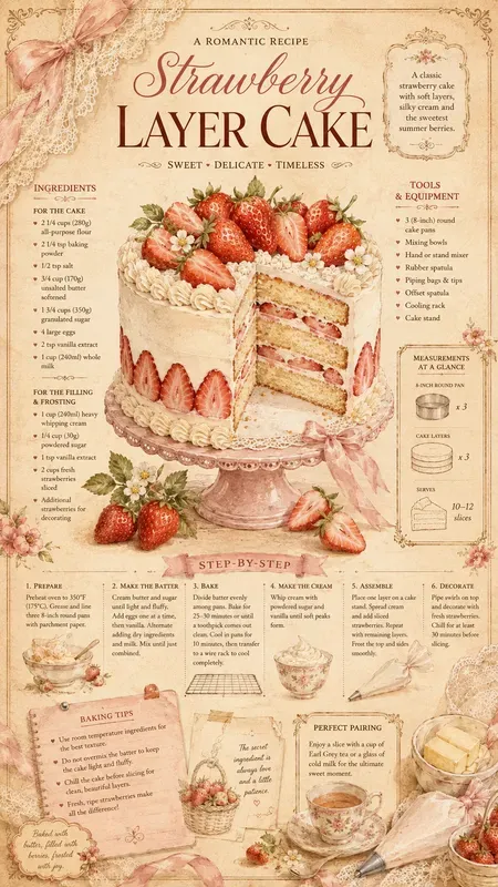 Vintage Cake Recipe Magazine Infographics