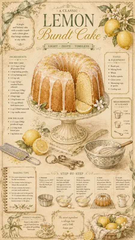 Vintage Cake Recipe Magazine Infographics