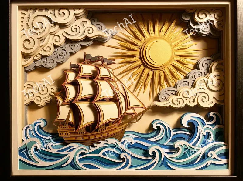3D Layered Paper Cut Relief Art