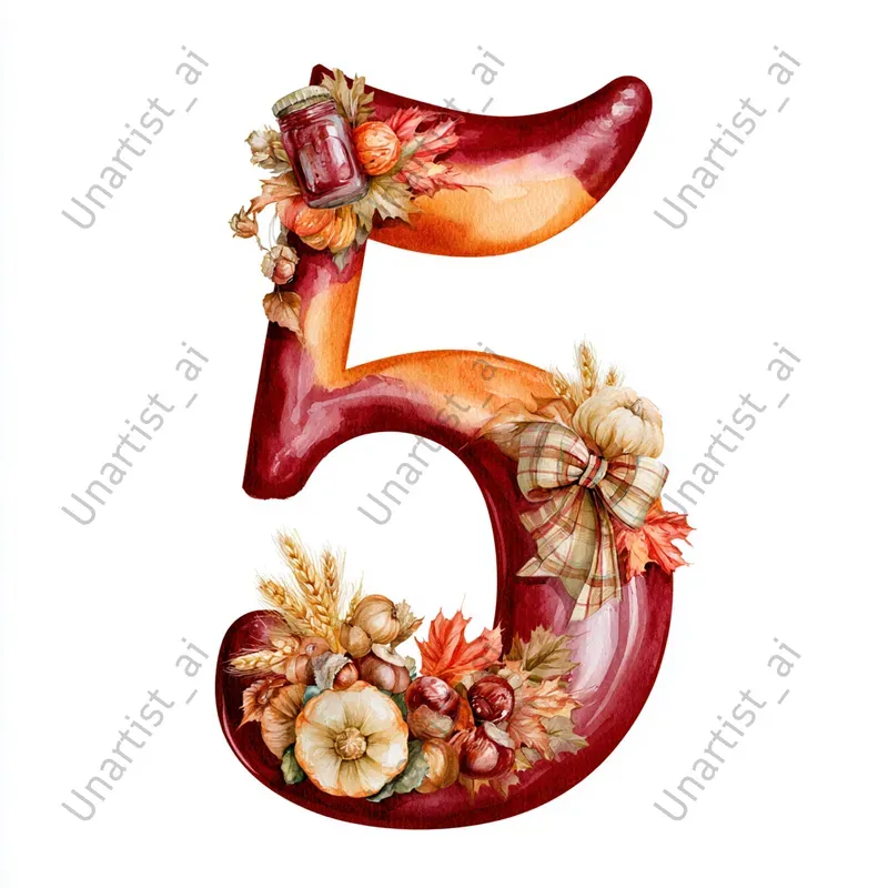 Thanksgiving Watercolor Number Cliparts