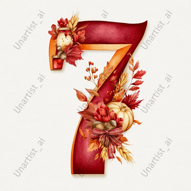 Thanksgiving Watercolor Number Cliparts