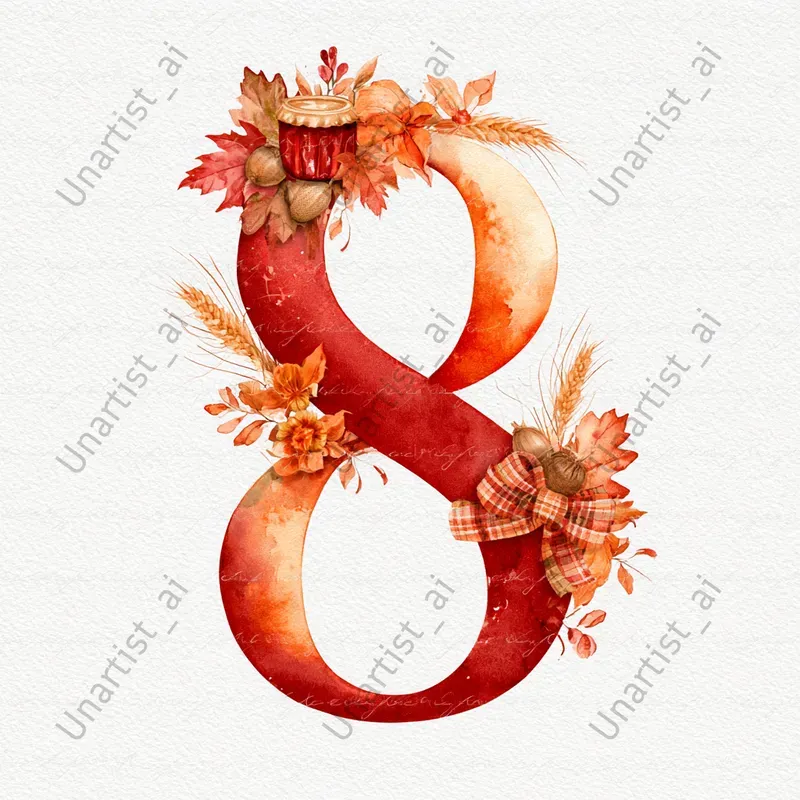 Thanksgiving Watercolor Number Cliparts