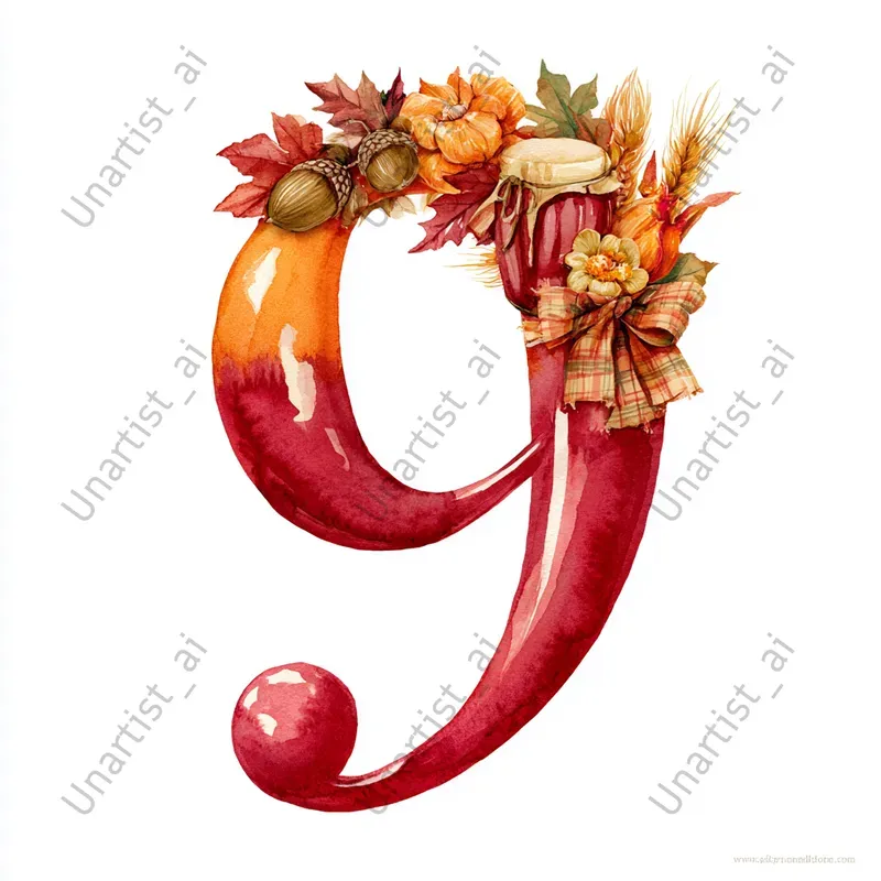 Thanksgiving Watercolor Number Cliparts