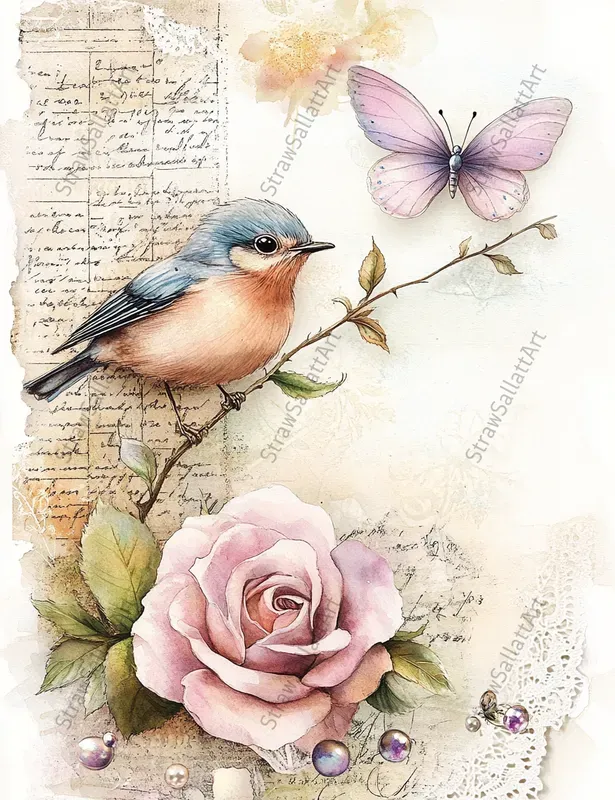 Romantic Rose Shabby Chic Ephemera
