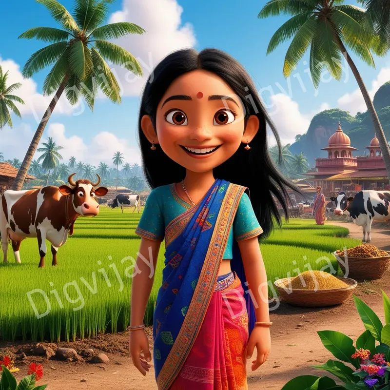 Disney Pixar Style Smiling Girls Countries