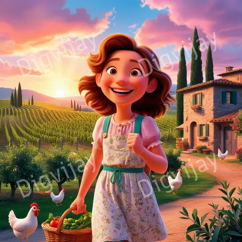 Disney Pixar Style Smiling Girls Countries