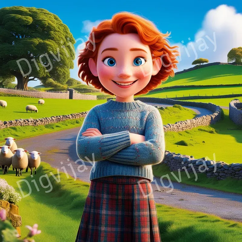 Disney Pixar Style Smiling Girls Countries